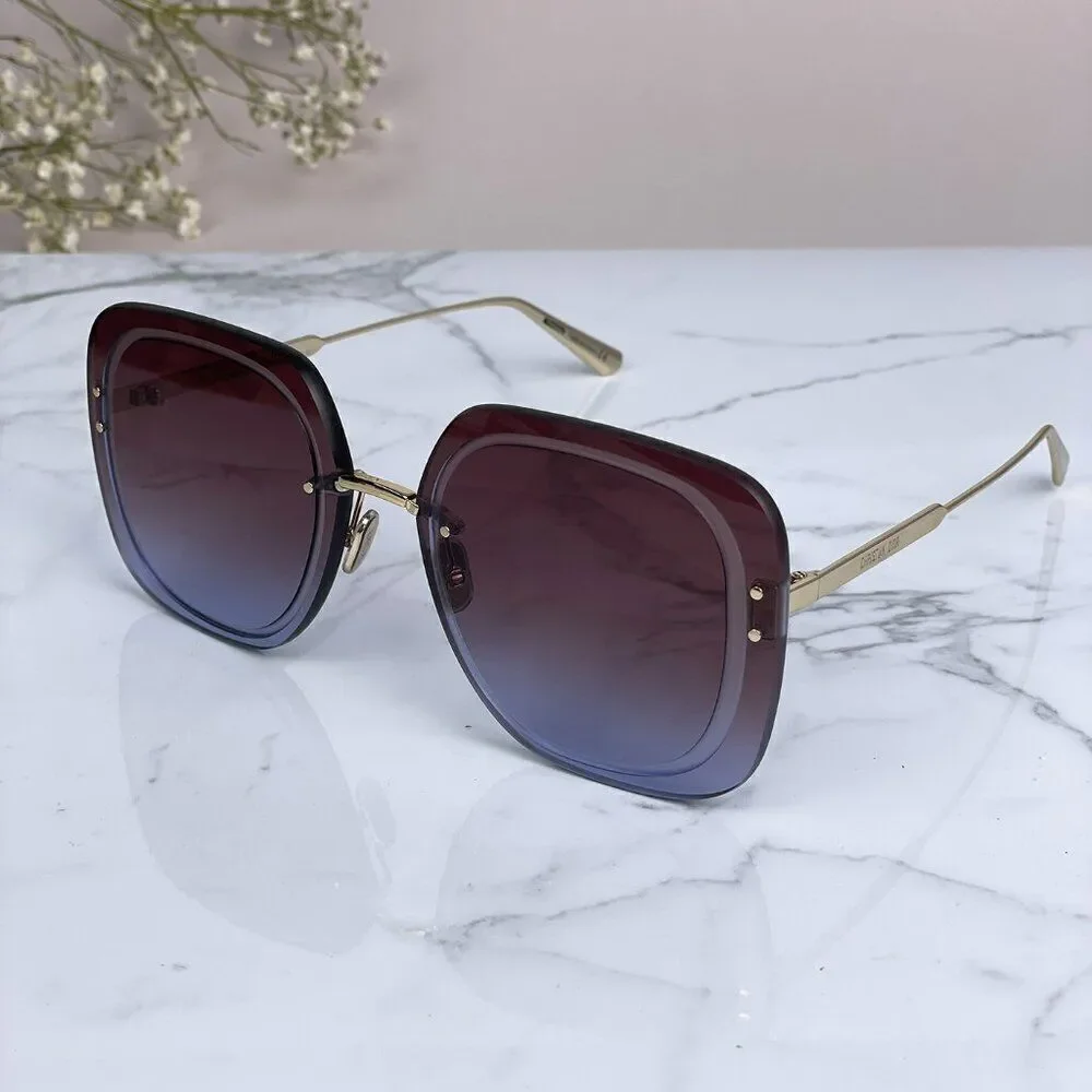 NEW Dior ULTRADIOR SU B0D2 Burgundy Gold Brown Women Square Oversized Sunglasses